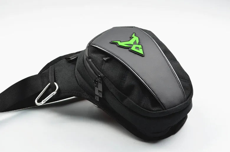 Motorcycle rider crossbody leg bag in blue made from durable 1200D Oxford cloth.