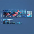 Roses coloured oil painting style side carved transparent PBT keycap set with 130 pieces for mechanical keyboards
