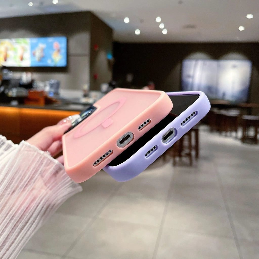 Frosted magnetic suction hard phone case for Apple iPhone 16 in multiple colour options