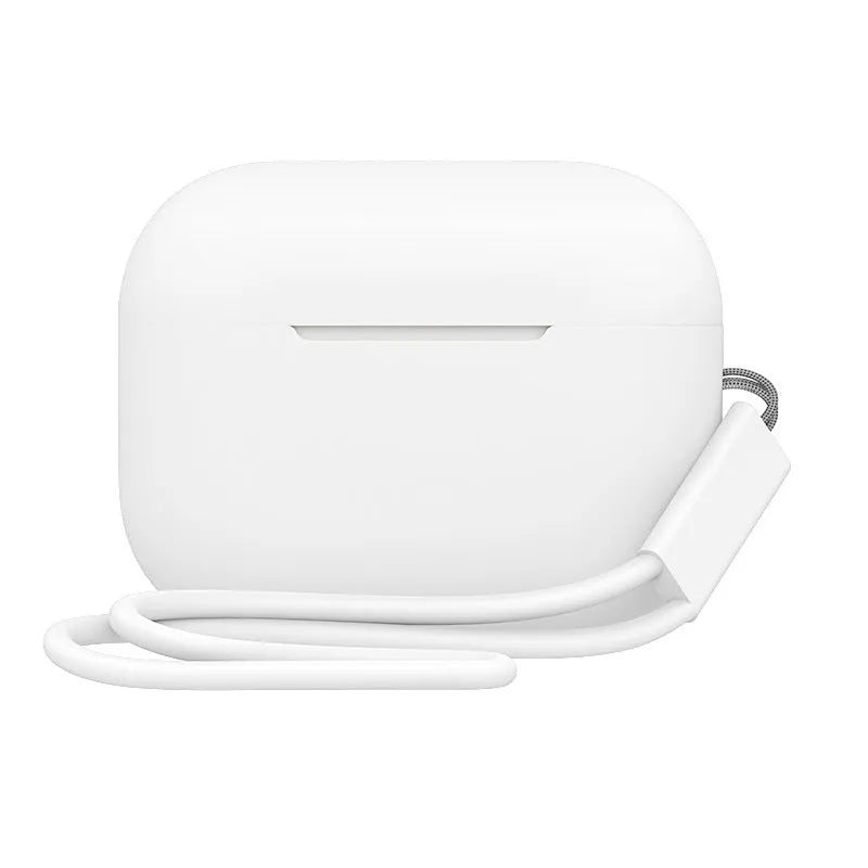 AirPods Pro 2 silicone protective case with lanyard in various solid colours showing precise fit and dimensions