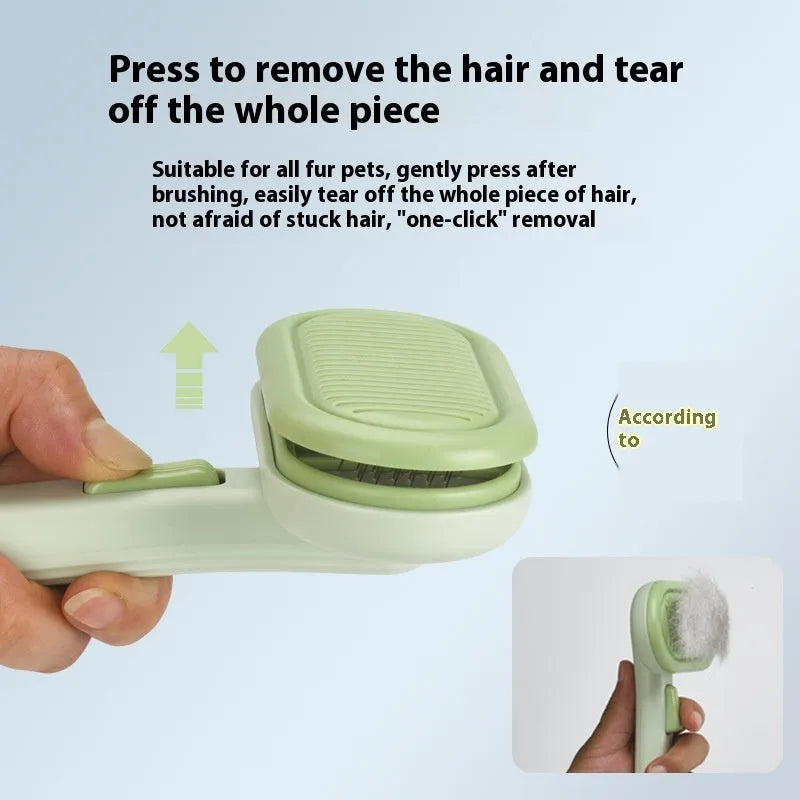 Large cat hair comb with stainless steel blades and ABS handle in light grey colour