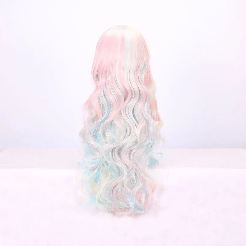Double ponytail long curly full wig in picture colour with high-temperature fibre and curly twin tails