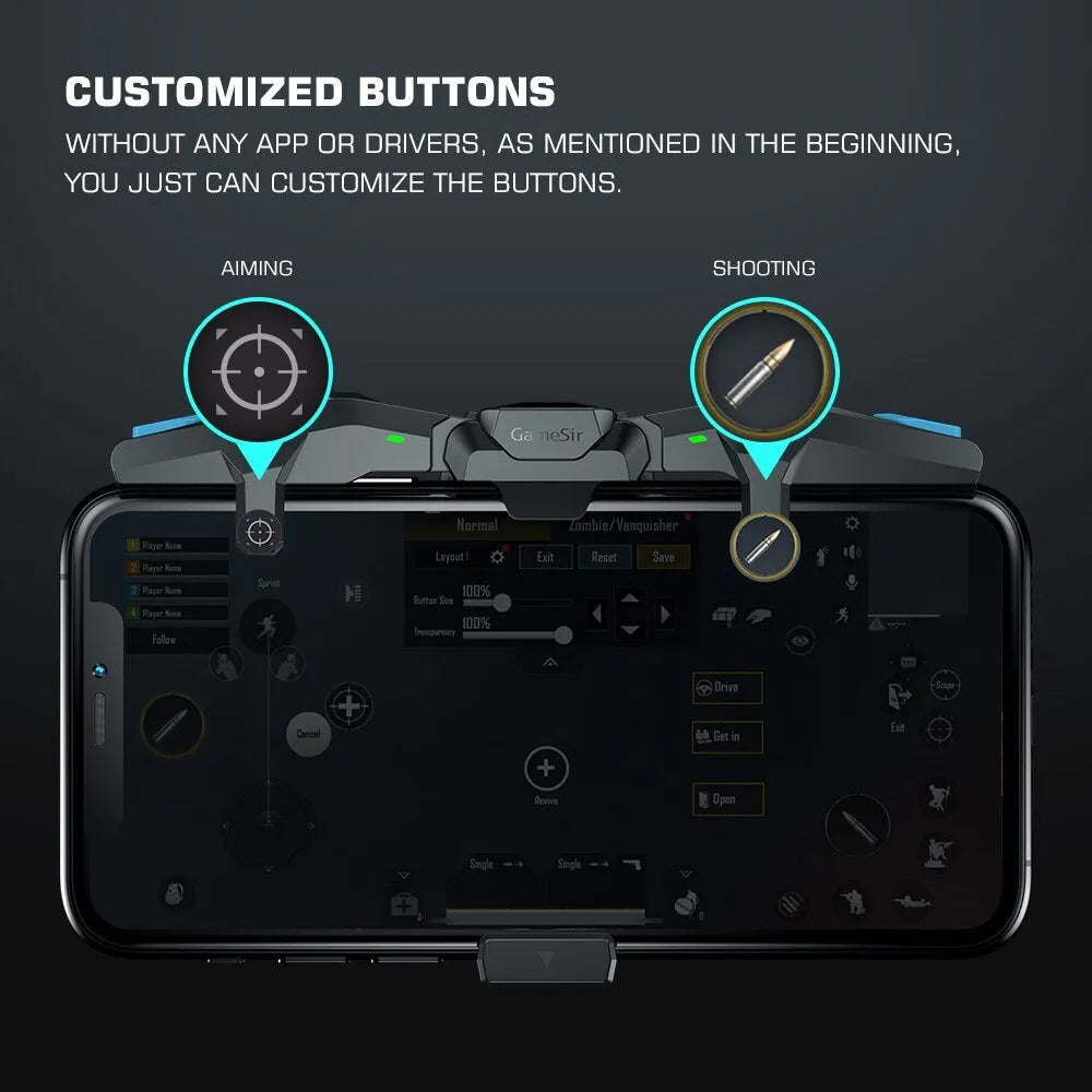 Black wired game controller with burst capacitor, USB cable, ABS construction, for PC gaming