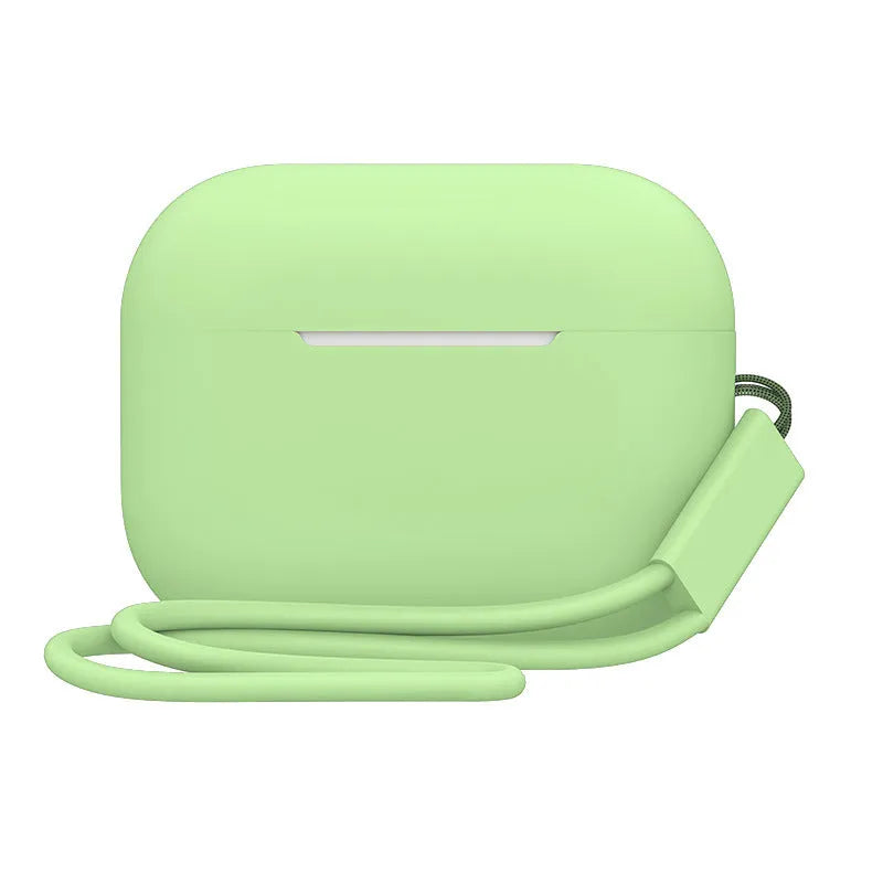AirPods Pro 2 silicone protective case with lanyard in various solid colours showing precise fit and dimensions