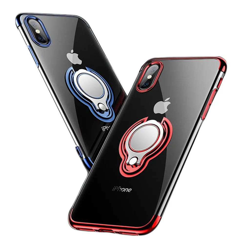 Mobile phone case with magnetic ring compatible with iPhone models in five colours