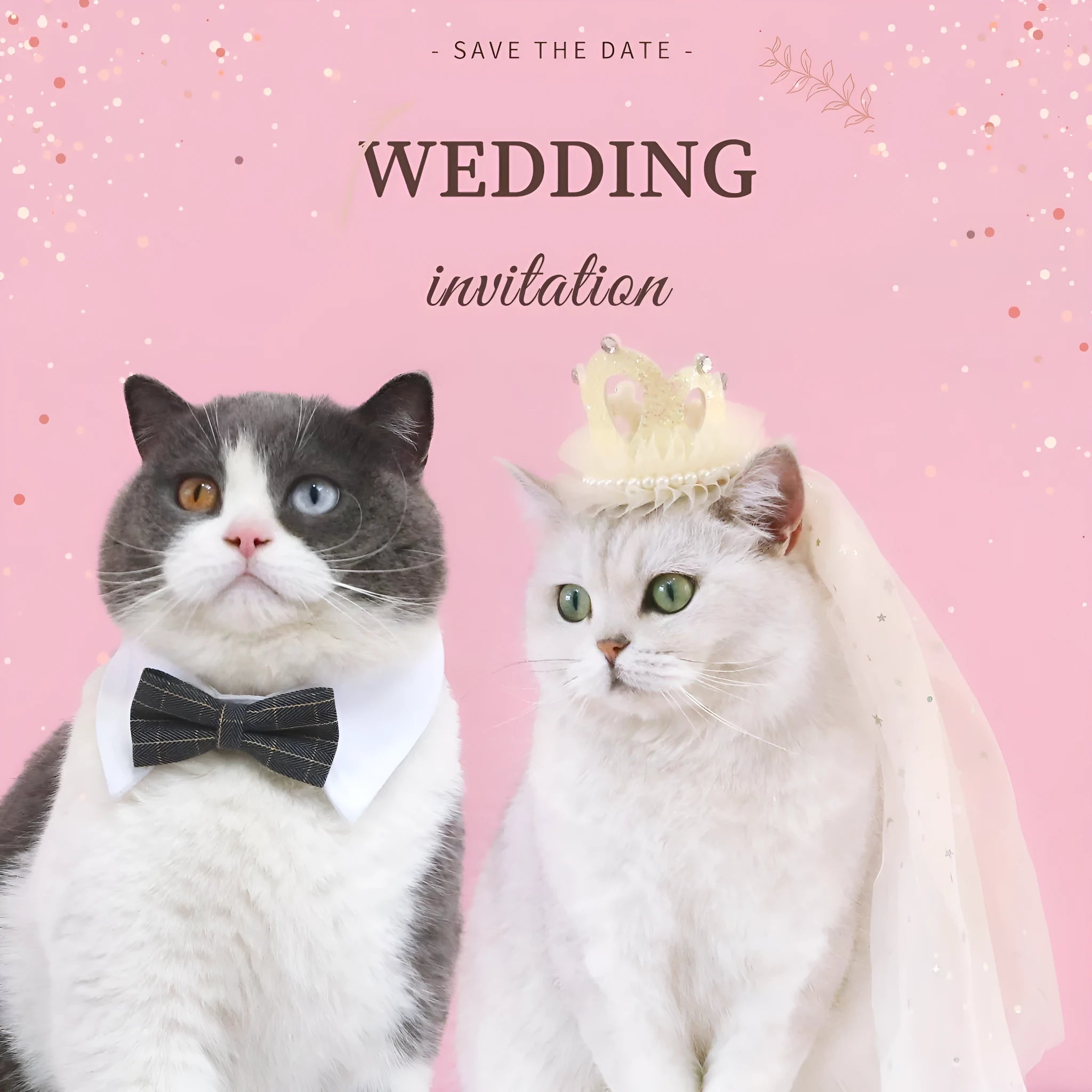 Princess crown headdress for cats in cotton polyester with veil options