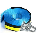 Blue 5-metre 8-ton polyester tow rope with hook fixings on both ends for car towing and rescue