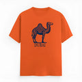 Orange cotton t-shirt with short sleeves and round neck, loose fit summer top