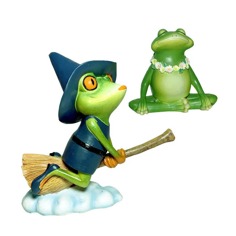 RDW123 Magic Frog colour European style plastic and resin yoga frog ornament on a shelf.
