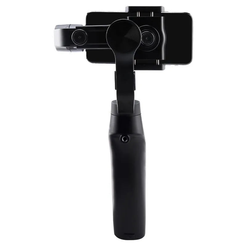 Black handheld three-axis mobile phone stabilizer with wireless charging and Bluetooth remote control
