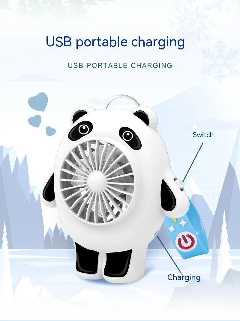 USB charging mute cute plastic fan with keychain option for portable cooling