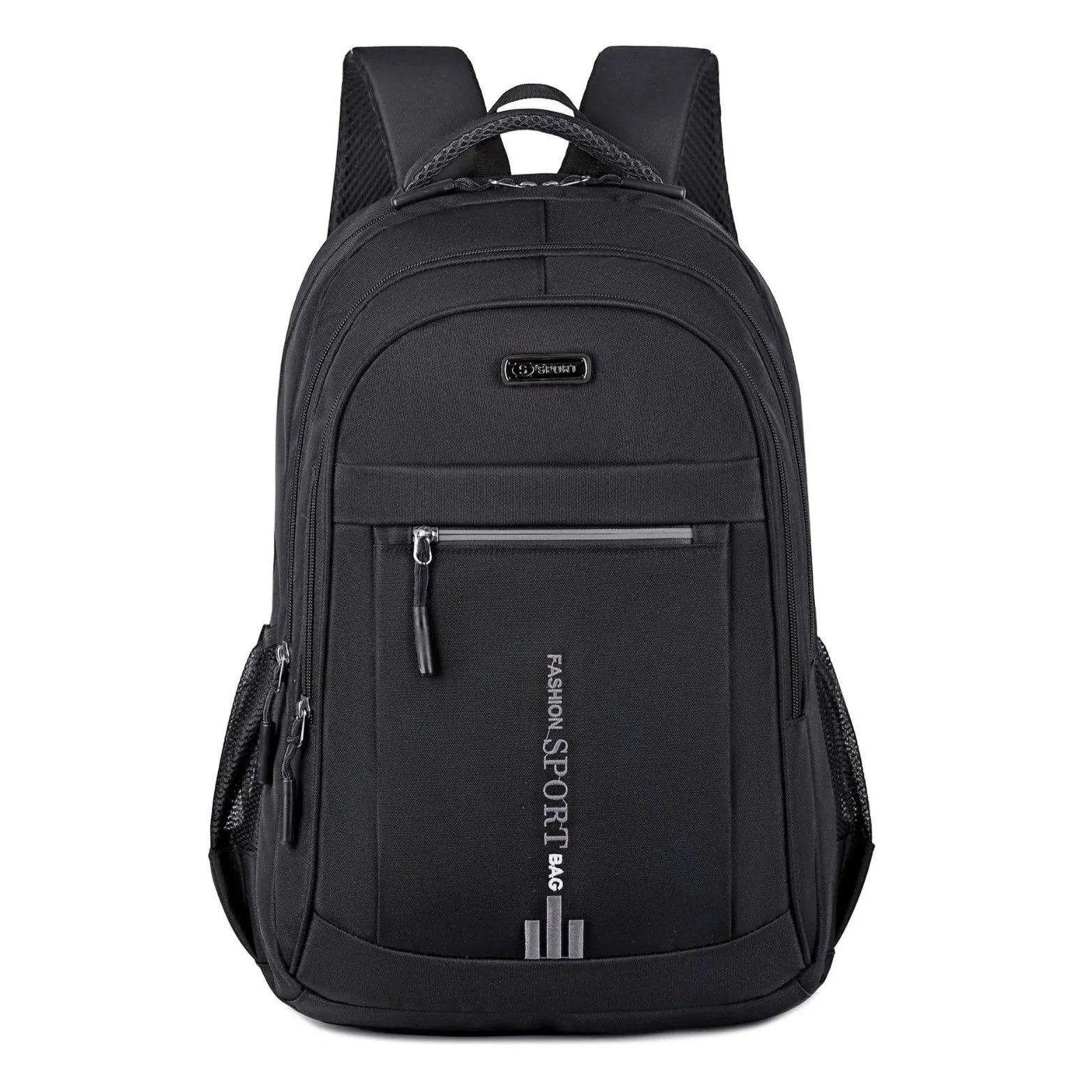 Oxford cloth capacity backpack in blue with airpillow straps, shown with a 20-35L size for business travel.