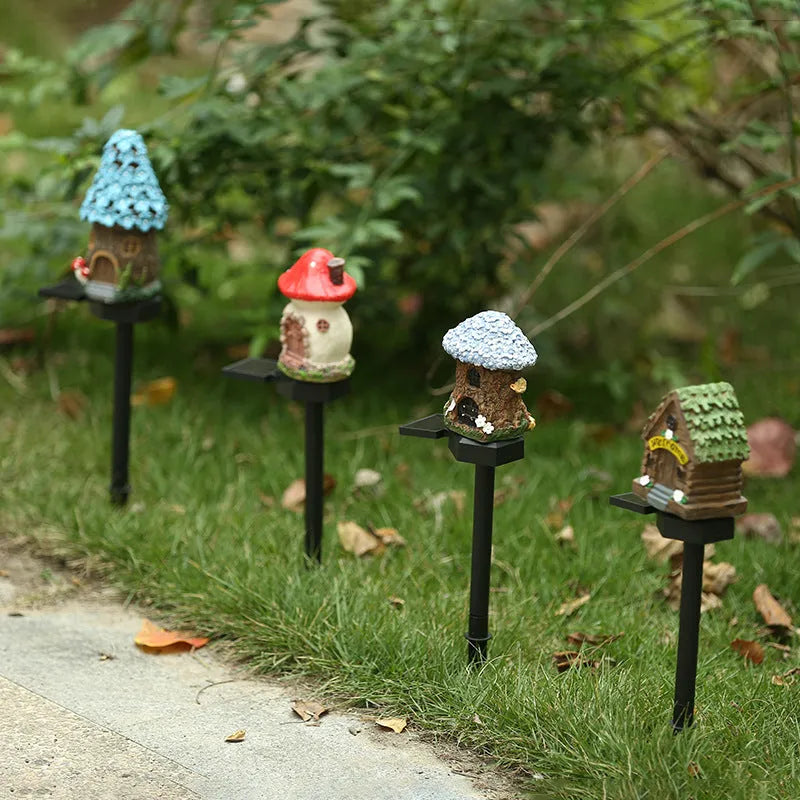 Outdoor LED garden light with flower shape design and solar resin construction