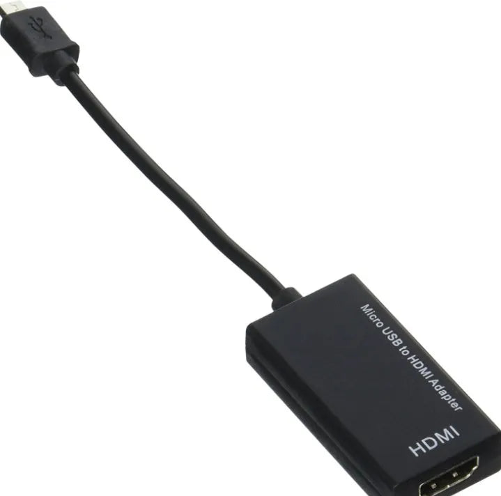 Black DisplayPort to HDMI adapter with a 12cm cable attached