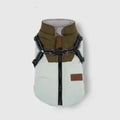 Winter warm dog vest with towing ring in graphite gray, jade green, or pale blue, cotton, sizes S-XXL.