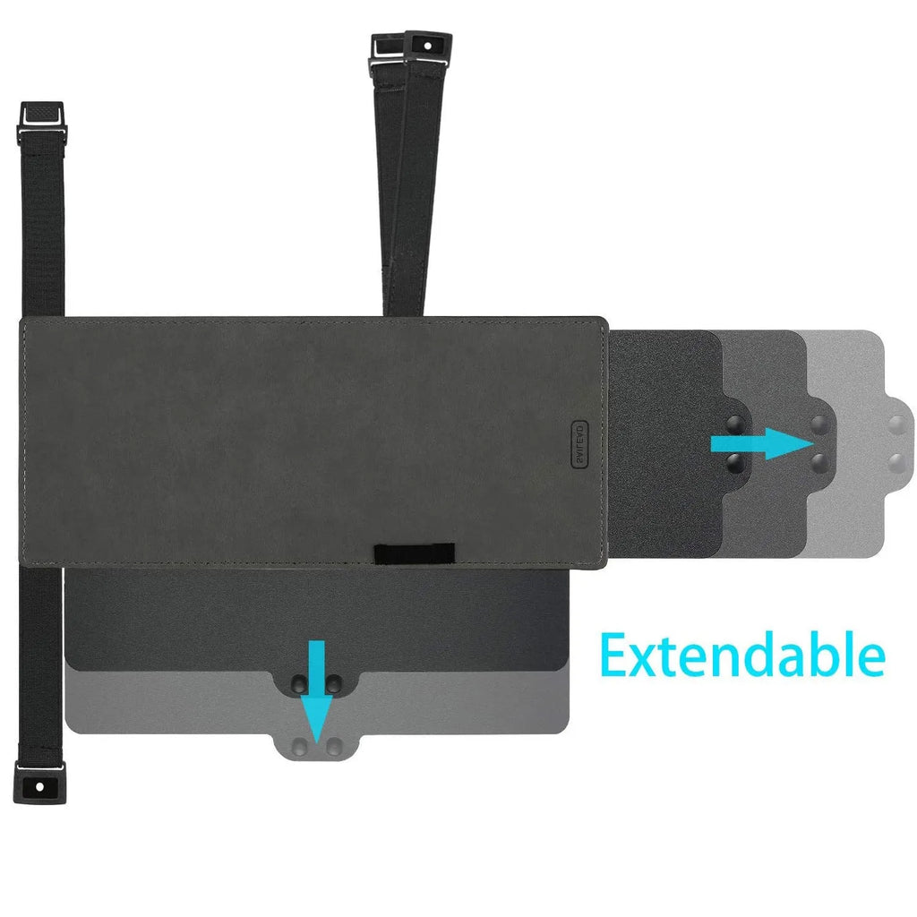 Portable retractable car sun visor in black PU leather PC board, 31x15cm, universal fit