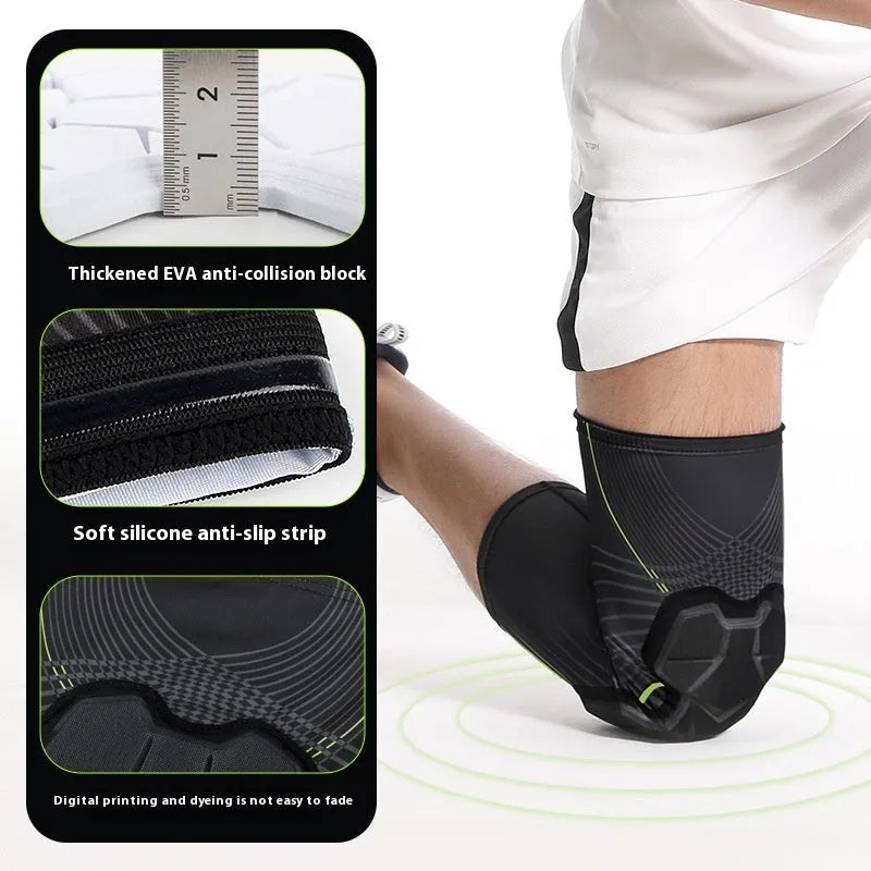 Sports sponge anti-impact knee pad in black orange colour, polyester fabric, for outdoor cycling running and basketball