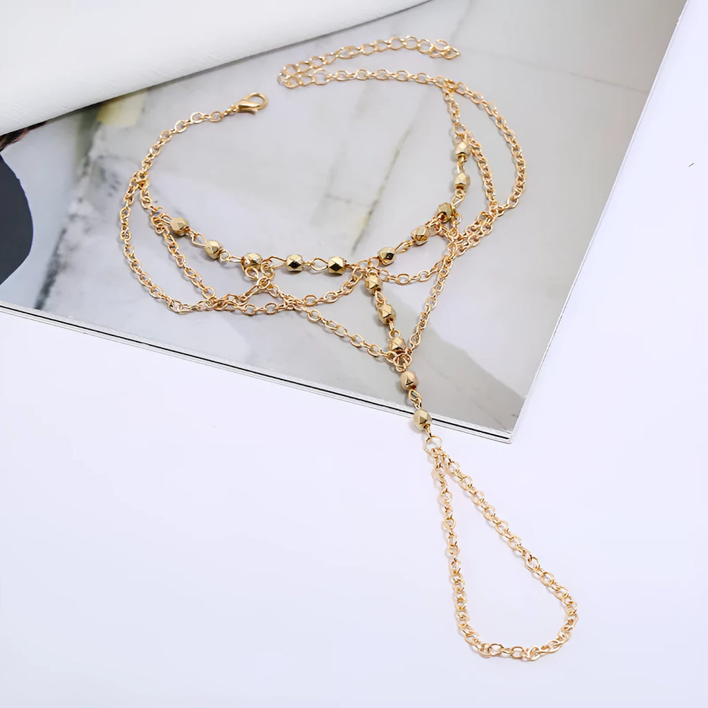 Women's alloy anklet in gold and silver with U-shaped design for beach travel