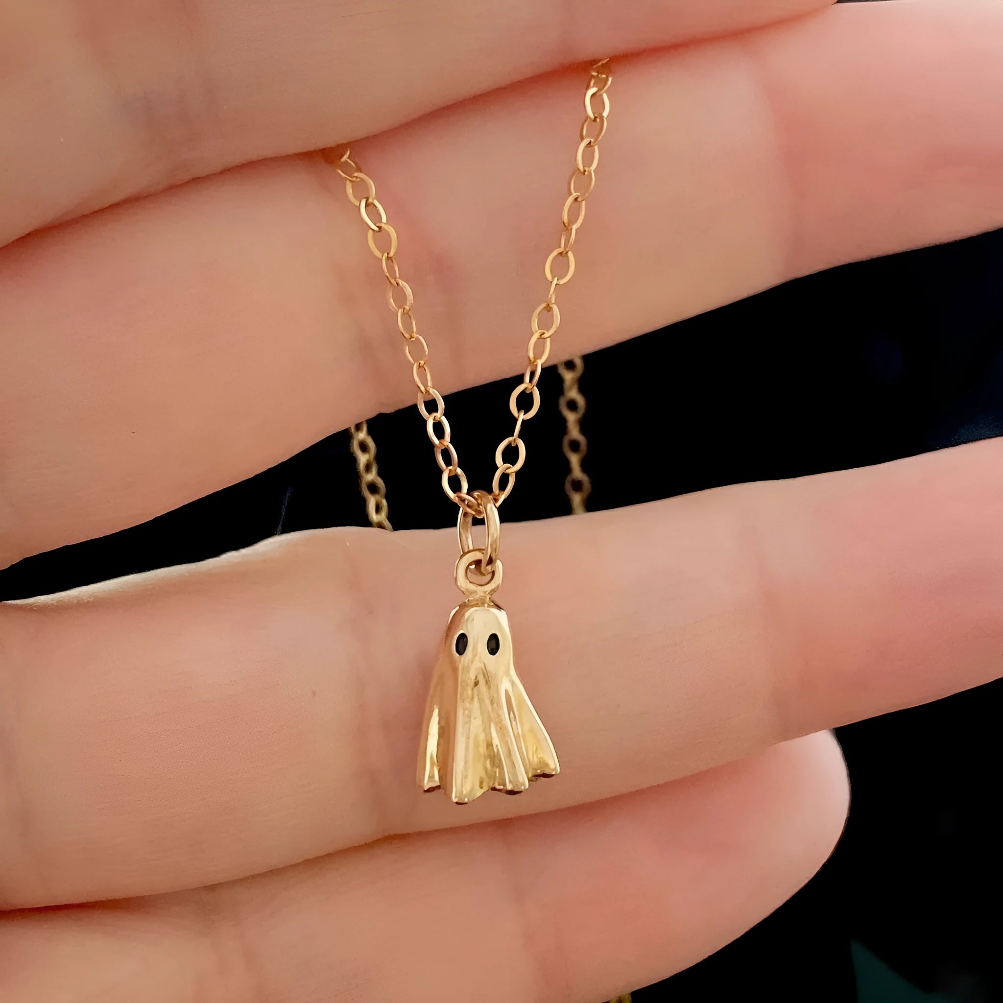Ghost pendant necklace with twisted stainless steel chain and titanium steel pendant