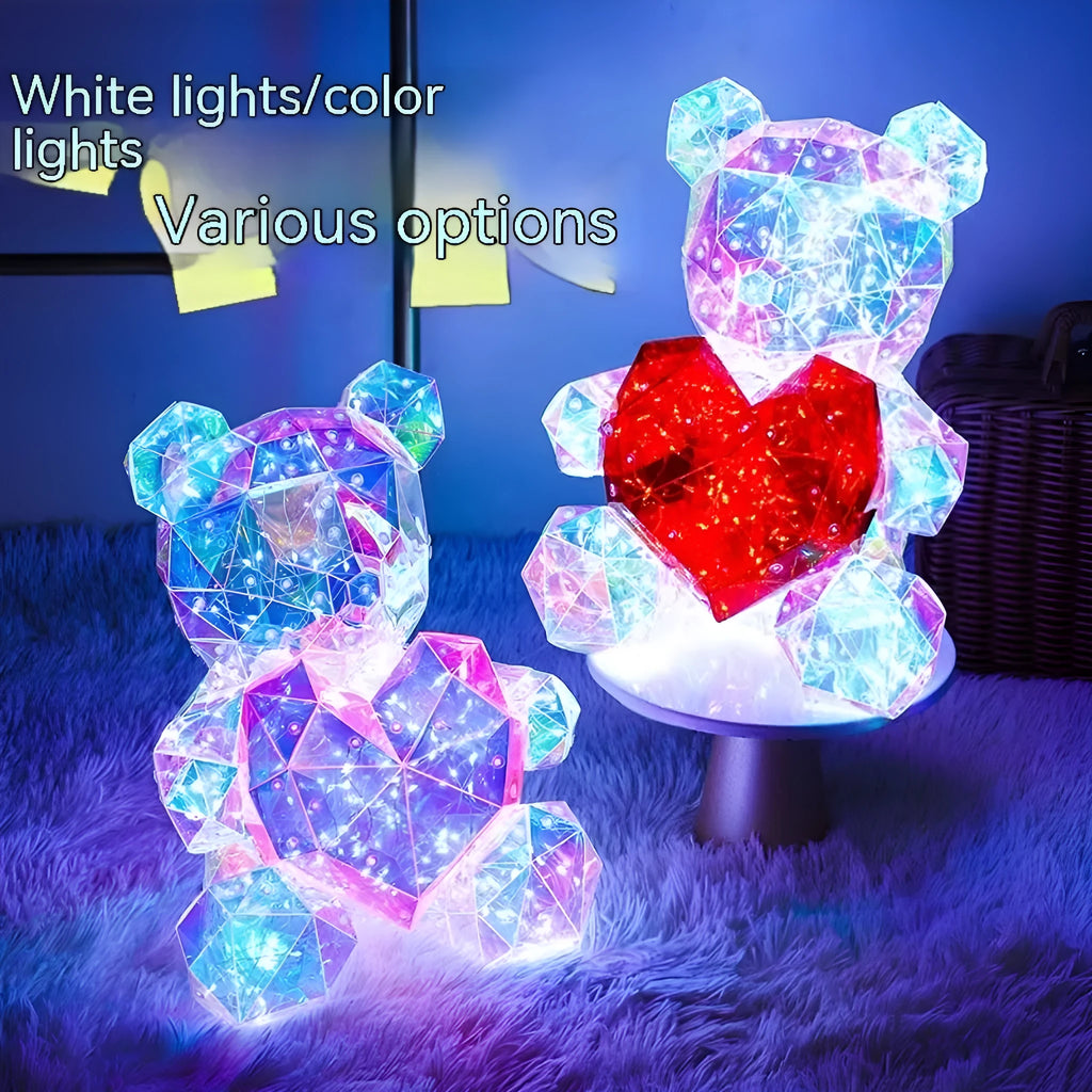 30cm luminous bear gift in Pink Love or Red Love with USB plug, plastic cartoon-style decoration