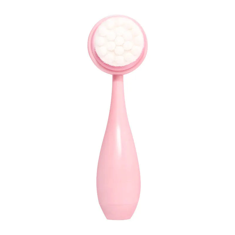 Facial brush set with nylon bristles, plastic handles, and absorbent hair band in multiple colour options