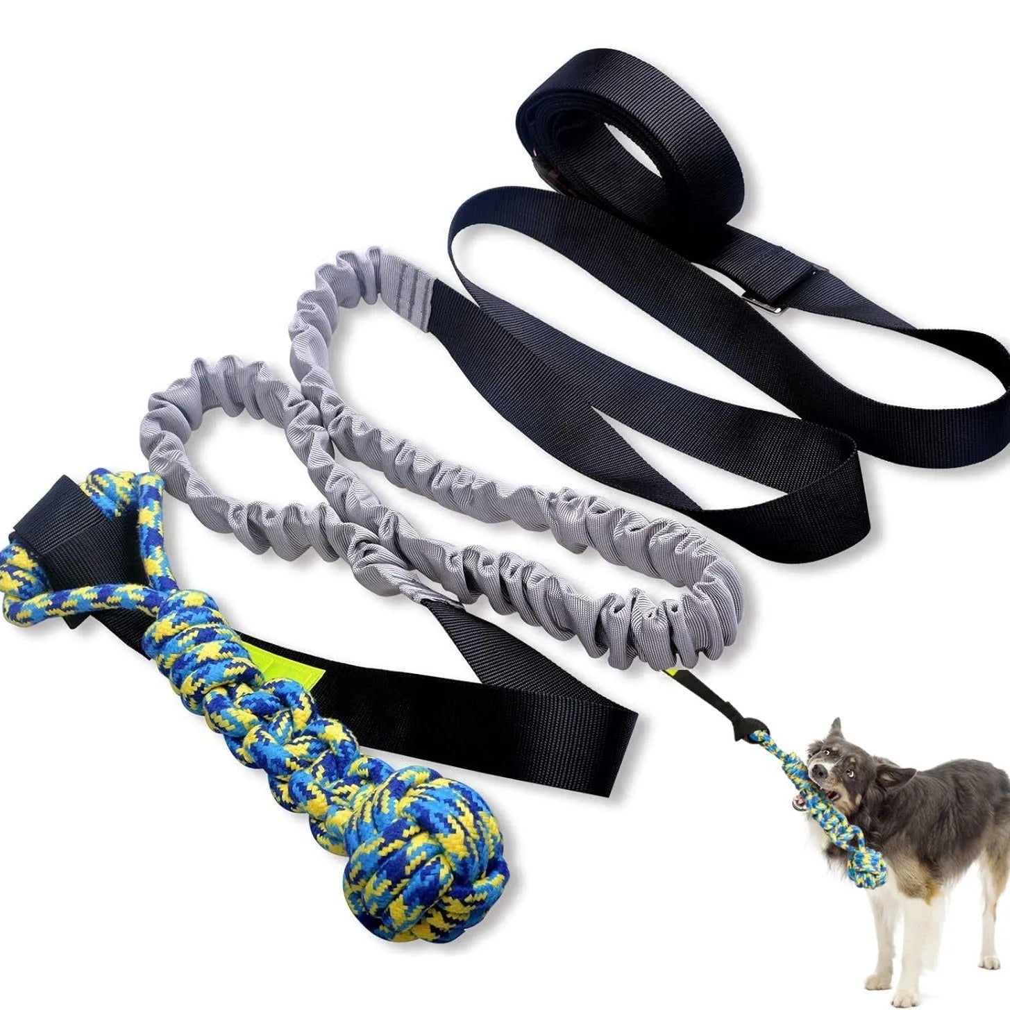 Dog tug rope toy with cotton thread construction in green corncob colour variant