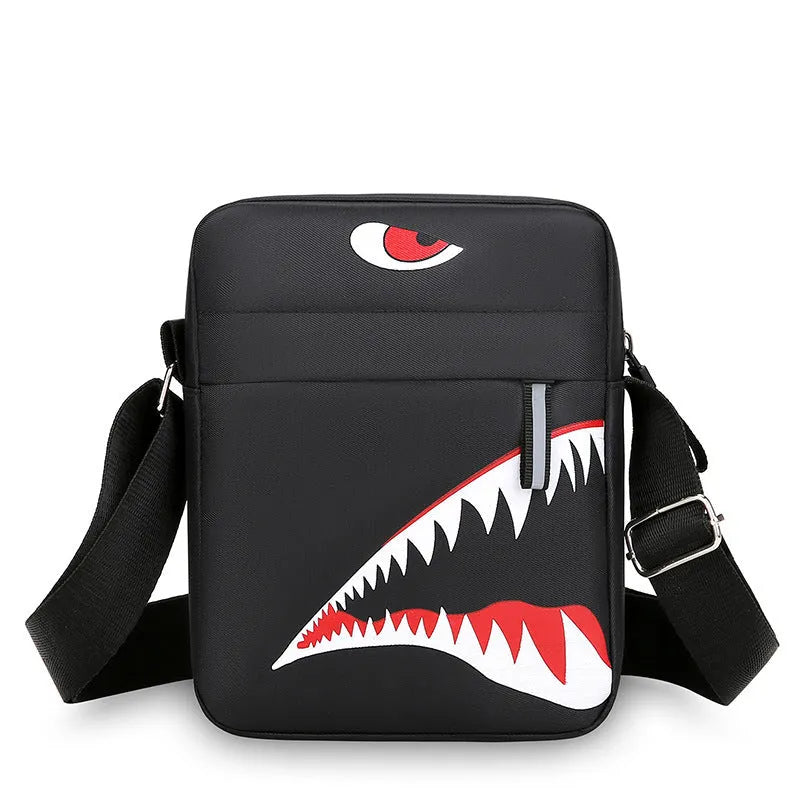 Men's small Oxford cloth crossbody bag with animal print pattern in three colour options