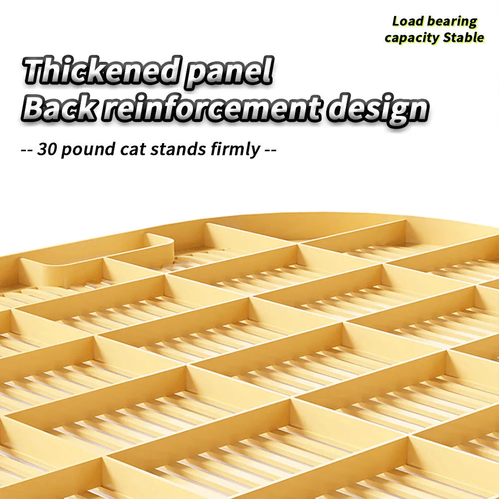 Milk yellow cat litter mat with double-layer construction and anti-slip feet for litter control