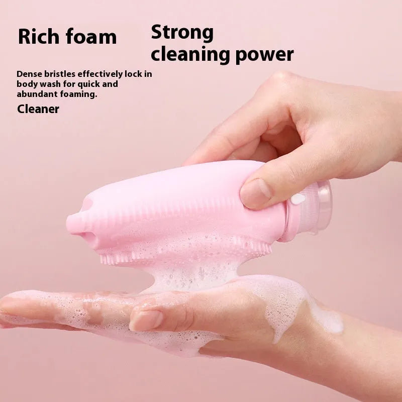 Creative silicone bath brush storage bottle with 100ml capacity available in eight different colours