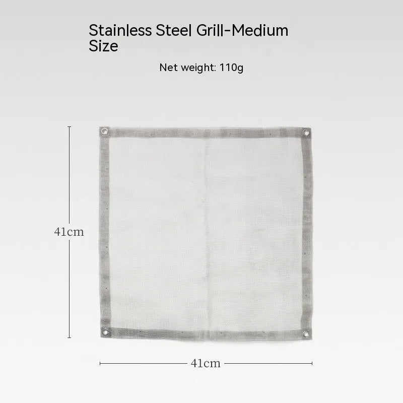 Stainless steel barbecue grill and net set in silver colour for medium or large outdoor cooking