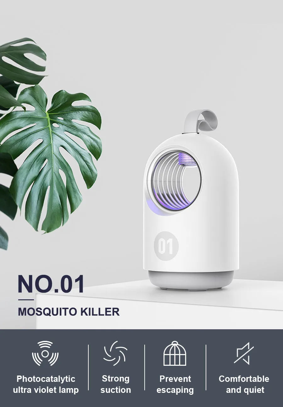 White and blue indoor mosquito killer lamp with UV light and silicone handle
