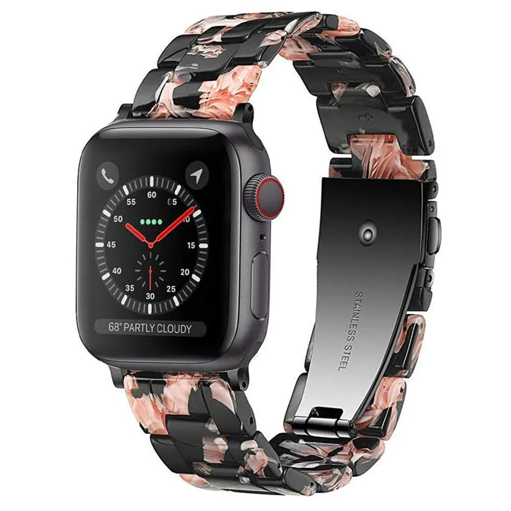 Slim resin watch strap in Army Green for Apple Watch 38-45mm with silver buckle