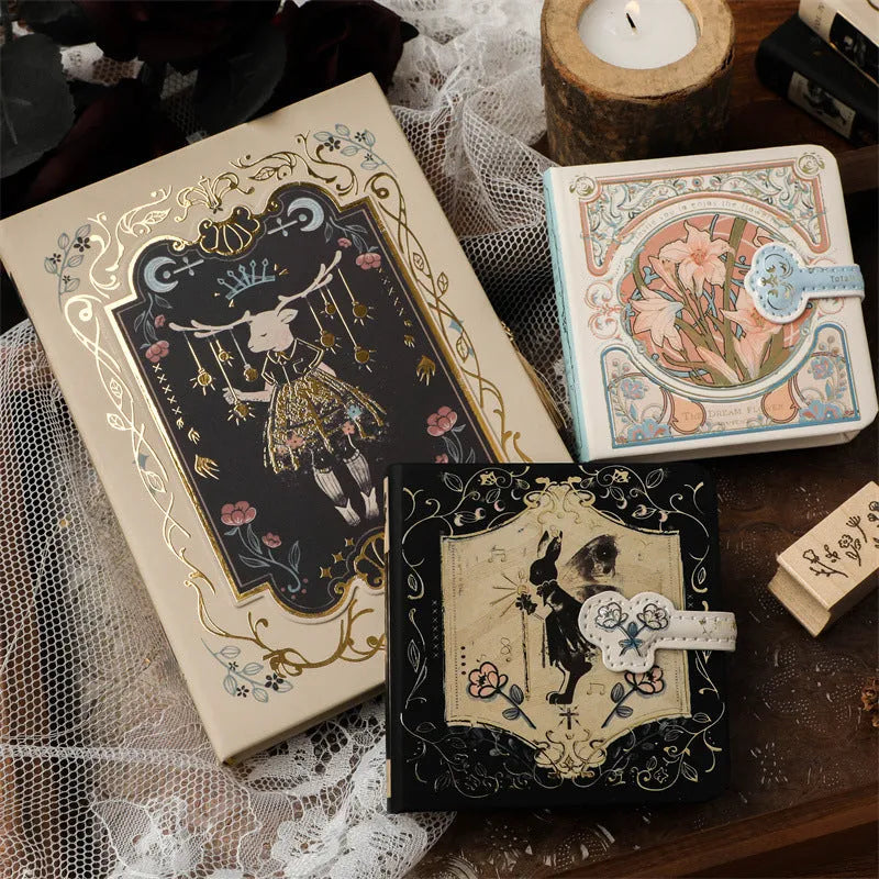Retro Art THALO Gothic Style Notebook A5 with original wood pulp pages and animal design cover