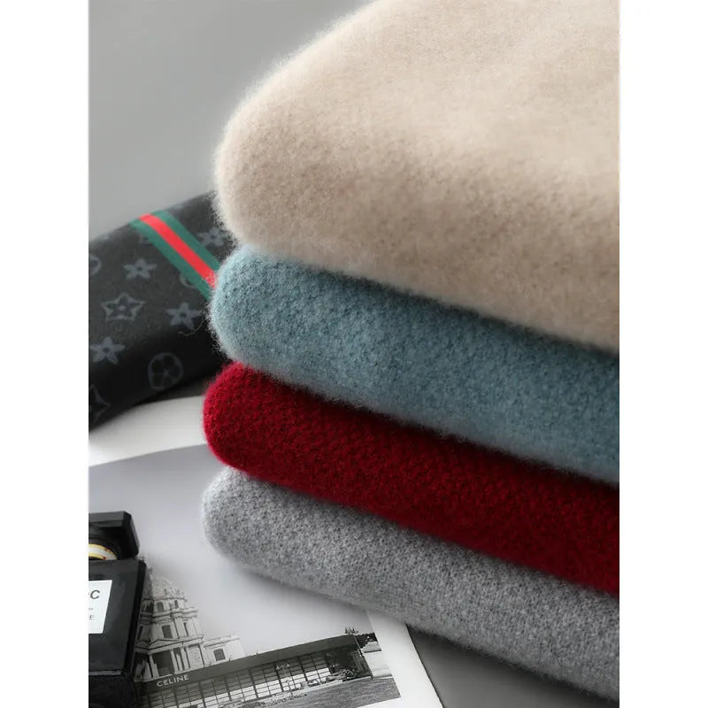 Men's slim fit half zip round neck sweater knitted from woolen yarn in grey.