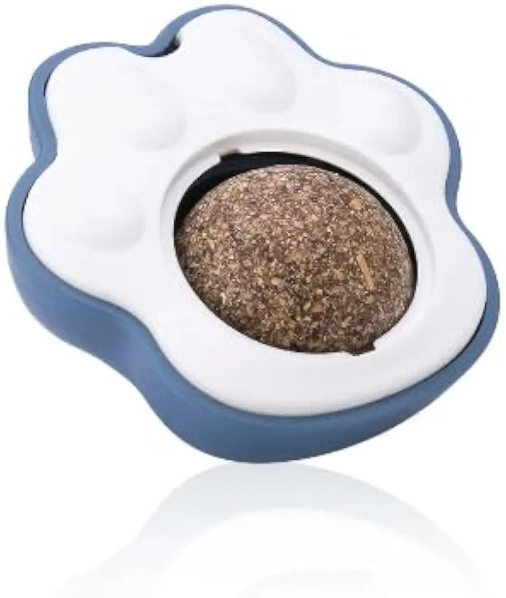 Blue, green, and pink edible vine catnip balls for dental chewing and play