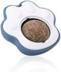 Blue, green, and pink edible vine catnip balls for dental chewing and play
