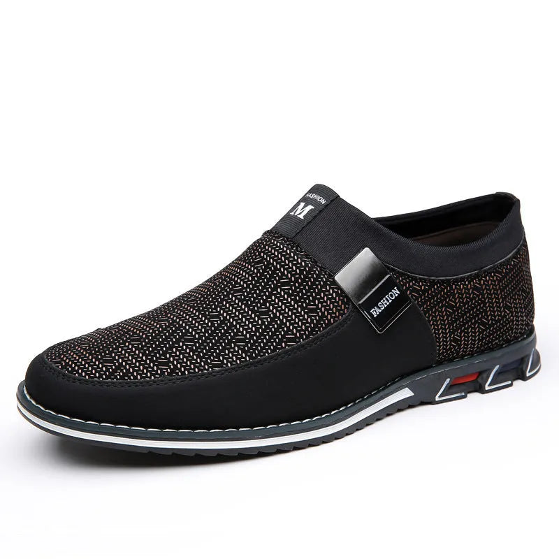 Men's grey-white casual low-top shoes with synthetic leather uppers and rubber flat soles