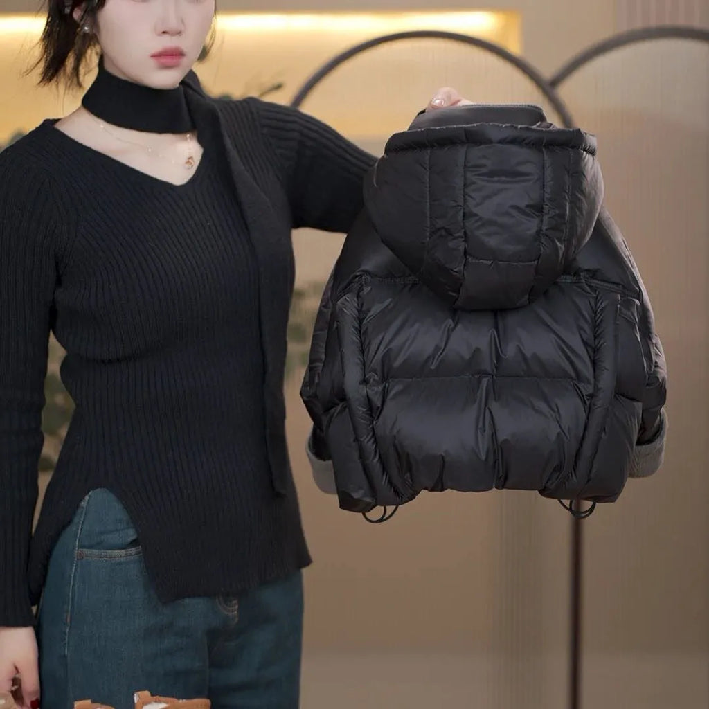 Solid black down padded kids jacket with cotton lining