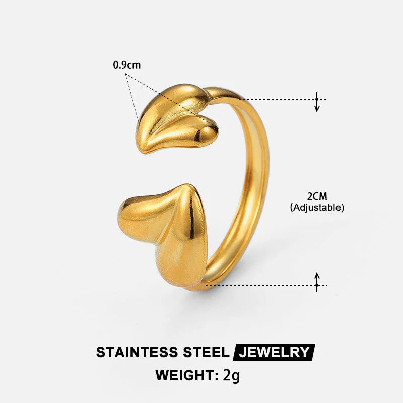 Personalized open mouth ring in 304 stainless steel, retro geometric split ring for women, JH364 gold or steel colour