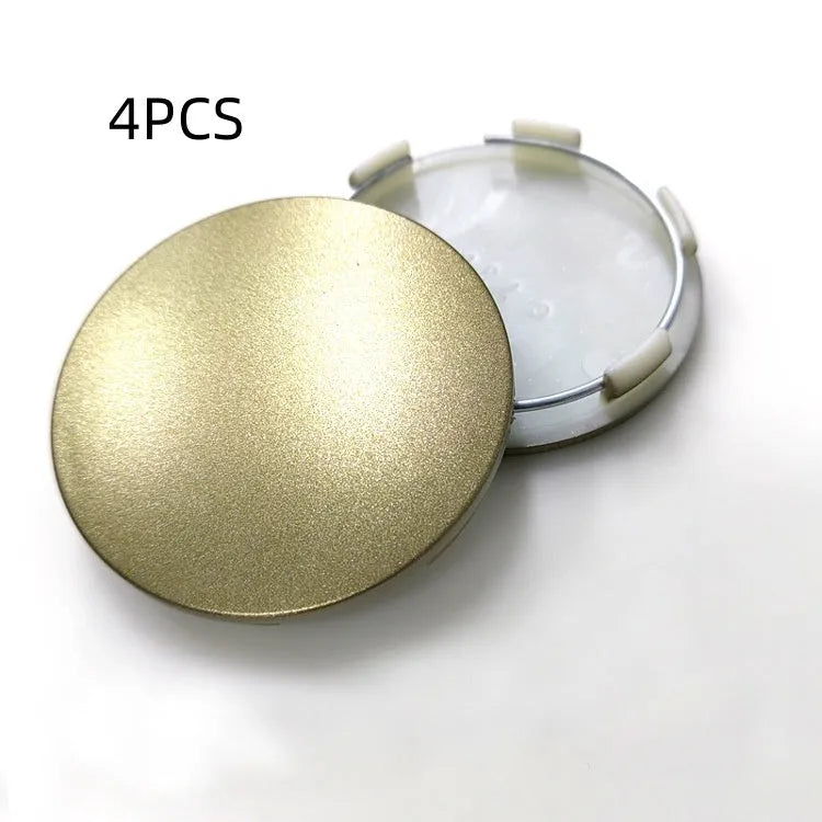 65mm diameter ABS plastic car hub centre cover in antique copper finish with aluminium label.