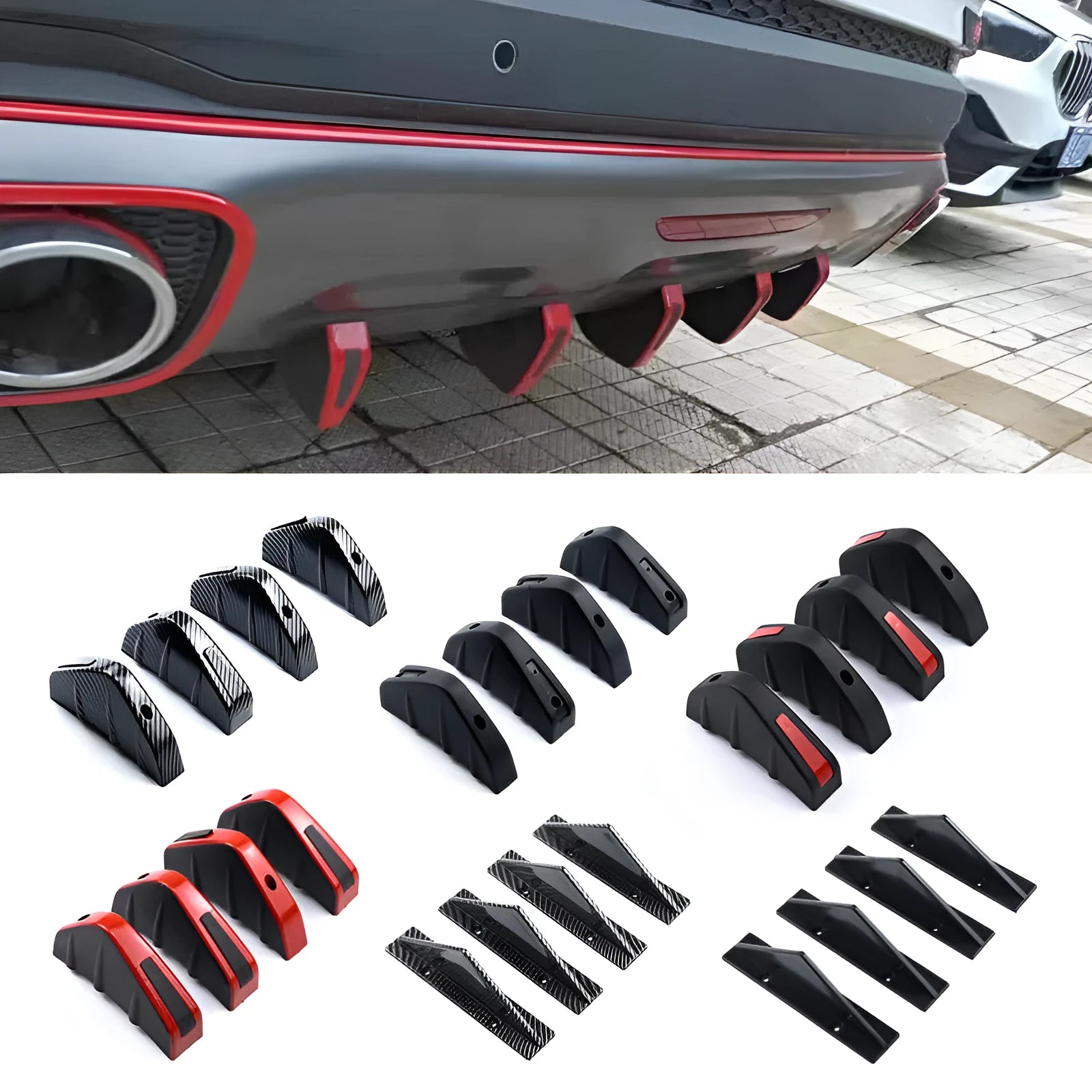 Black carbon fibre ABS triangle rear spoiler for General Motors vehicles with mounting hardware