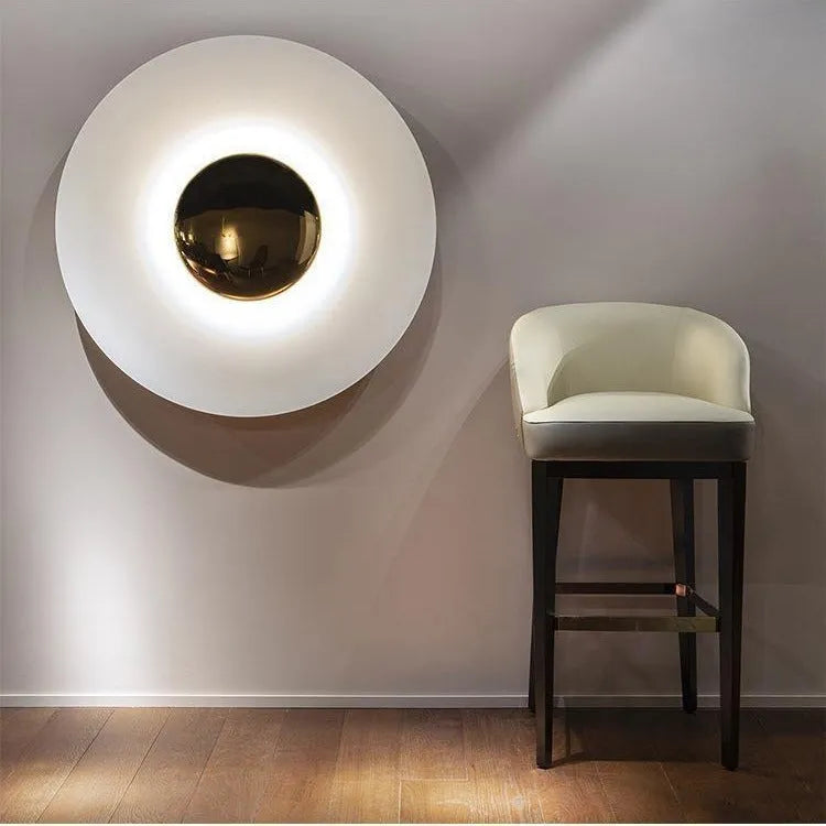 Circular UFO wall lamp in iron construction available in multiple sizes and colours