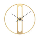 50 cm round metal wall clock on a wall in black and gold colour options