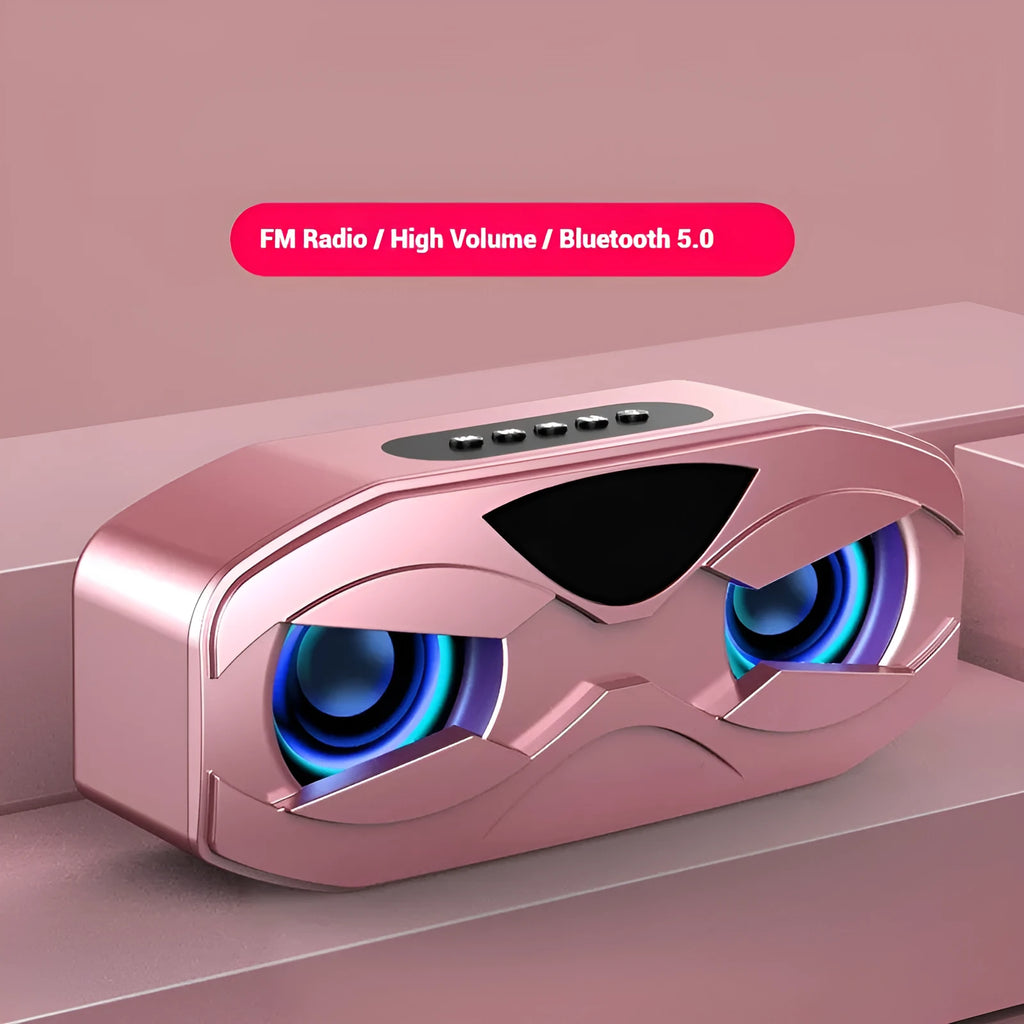 M5 Bluetooth subwoofer speaker with colorful light, plastic body, USB charging, gold colour