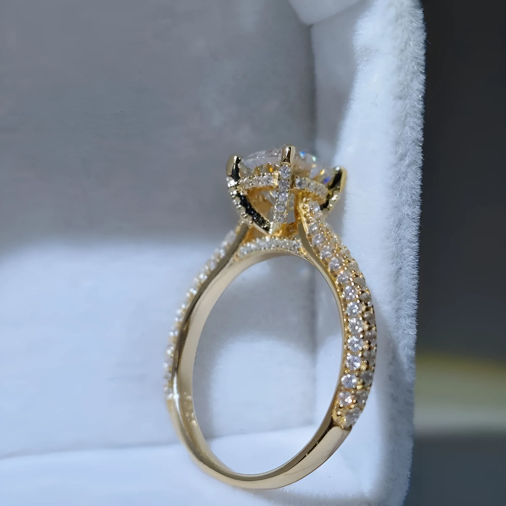 Copper plated moissanite diamond ring for women alloy style1 on finger