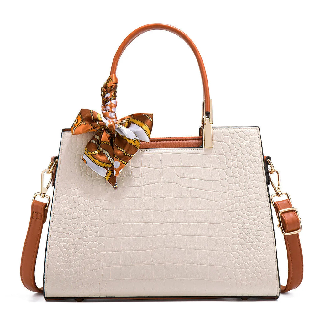 Milky white women's large-capacity shoulder handbag with horizontal square shape and slit pocket