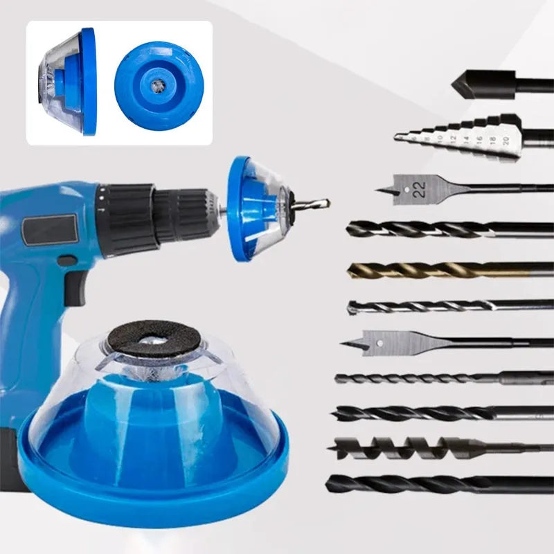 Blue plastic electric hammer dust cover accessory for capturing drilling debris