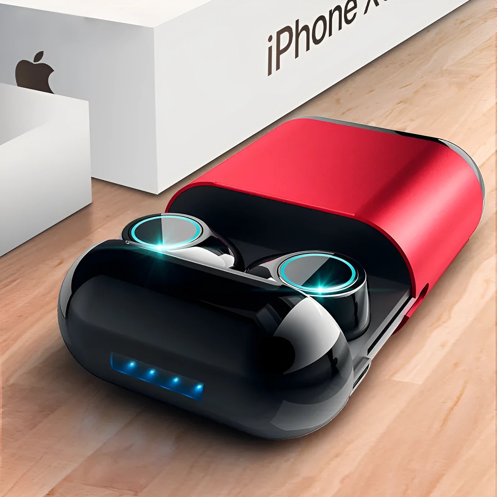 TWS wireless Bluetooth earbuds in Black, Gold, and Light Grey colours, showing in-ear design