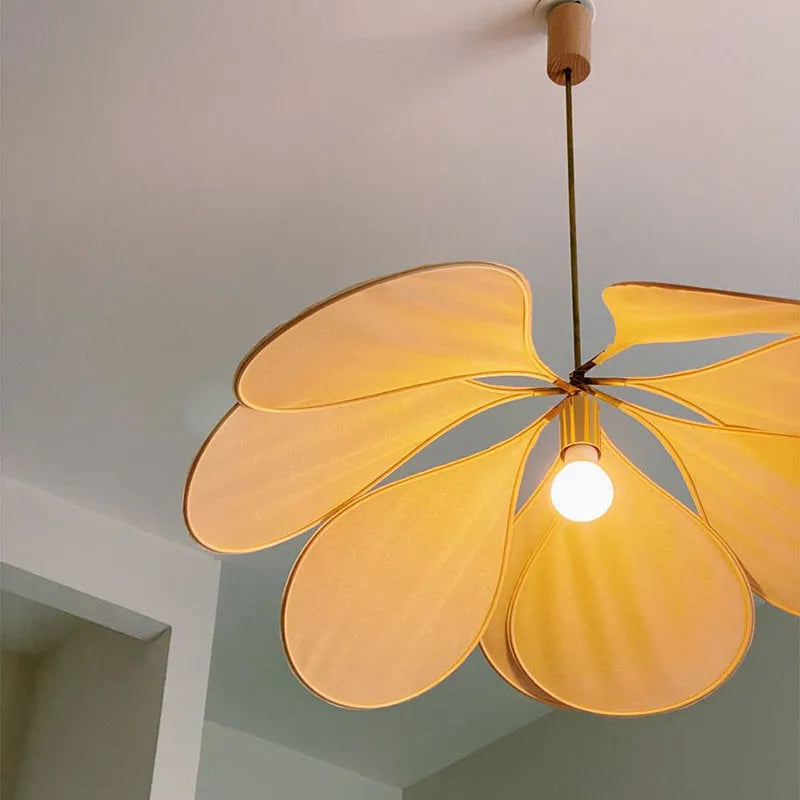 Bohemian style cloth-craft hanging chandelier lamp in a choice of colours and diameters.