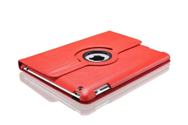 PU leather iPad case with clam shell design showing magnetic sleep function compatibility with multiple iPad models